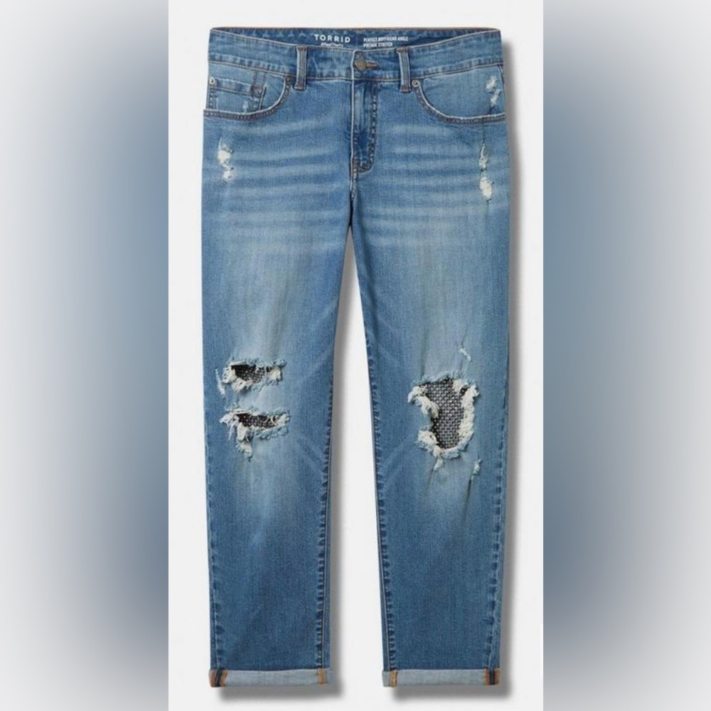 Torrid 22T Perfect Boyfriend Ankle Vintage Stretch Mid-Rise Jeans 22 tall plus